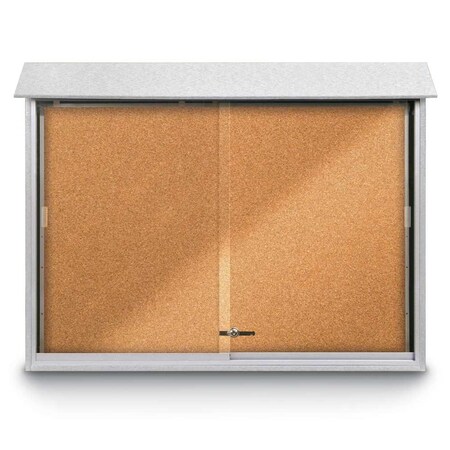 United Visual Products Outdoor Enclosed Combo Board, 72"x36", Satin Frame/Blue & Amethyst UVCB7236OD-BLUE-AMETHY